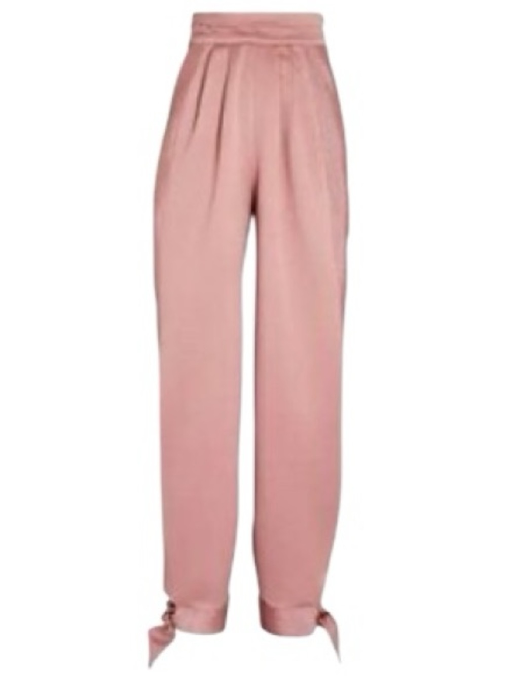 Kimberly  Goldson High-Waist Pleated Trousers with Ankle Ties